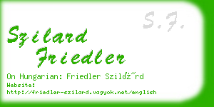 szilard friedler business card